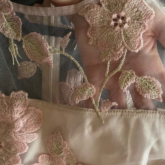 NWT Adrianna Papell Floral Embroidered Sheath Rose Gold Dress Size 12 - Picture 10 of 16